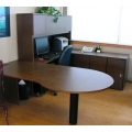 Mahogany C / U Suite Desk w P Top and Overhead, 114 x 77 in